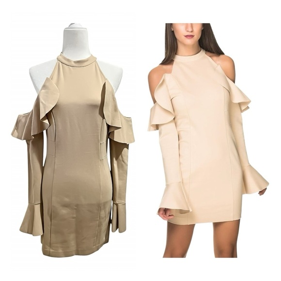 Free People Womens Cocktail Dress Sweet Talk Off The Shoulder Mini Taupe Size S - Picture 1 of 14